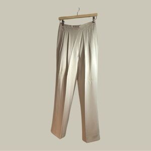 Rena Lange Silk Dress Trousers Champagne Silver Side Zipper, Best Guess 6P